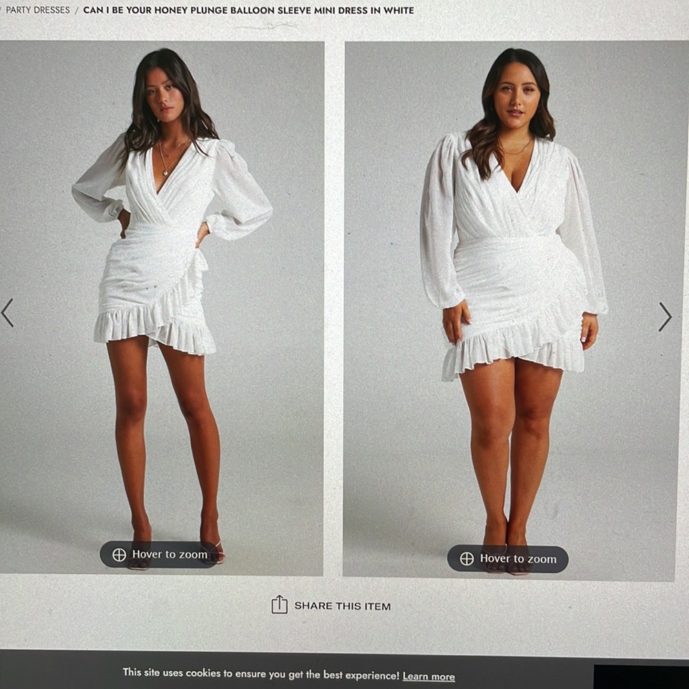 Showpo White Plunge Balloon Sleeve Mini Dress